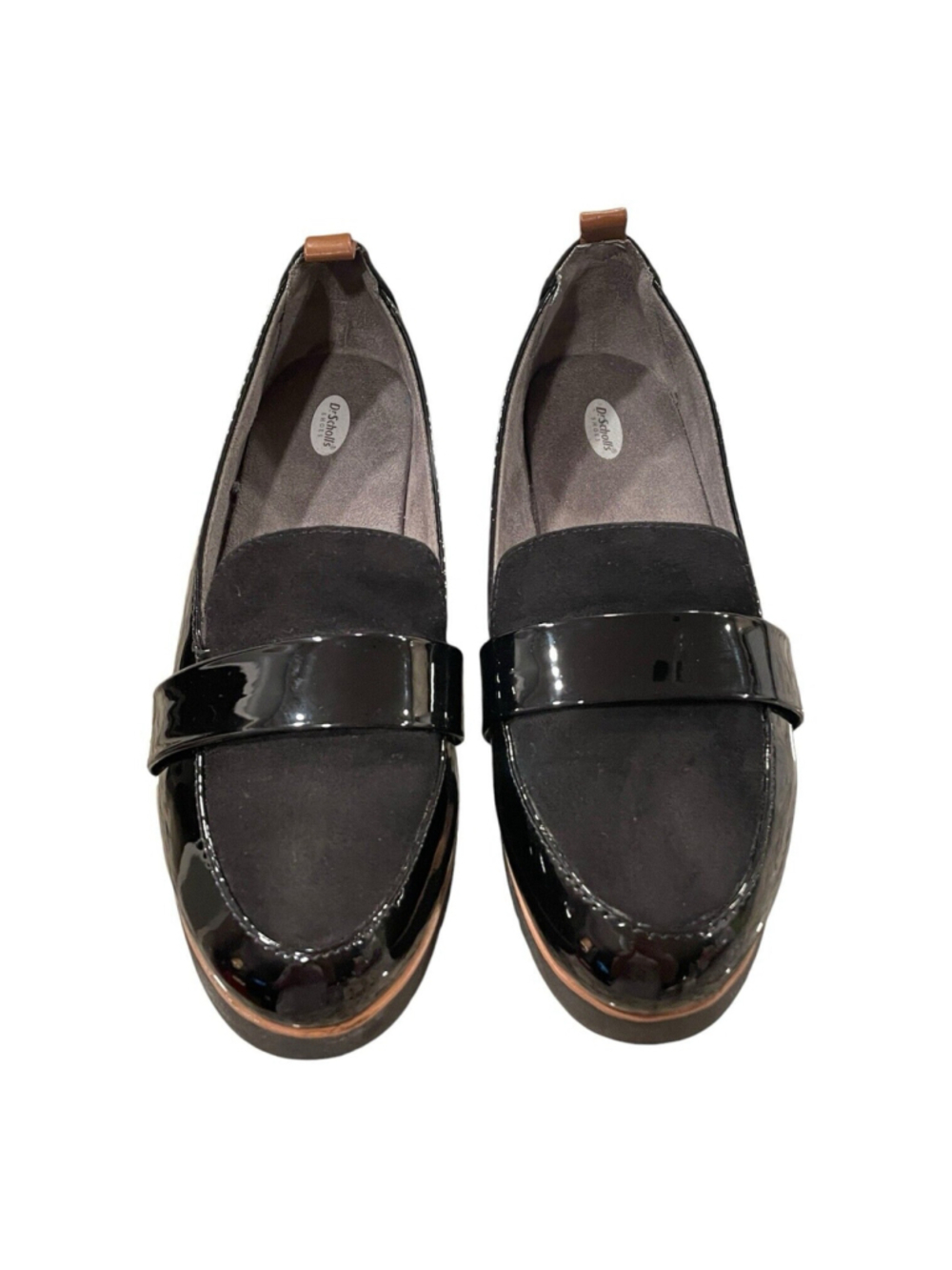 Dr. Scholls Womens 6.5M Webster Loafer Black Patent Microfiber Slip On Comfort - Picture 1 of 13